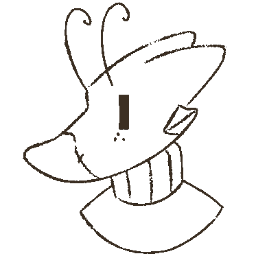 Headshot of my character Fern basic lineart blink with hearts popping